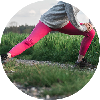 Woman stretching her hip